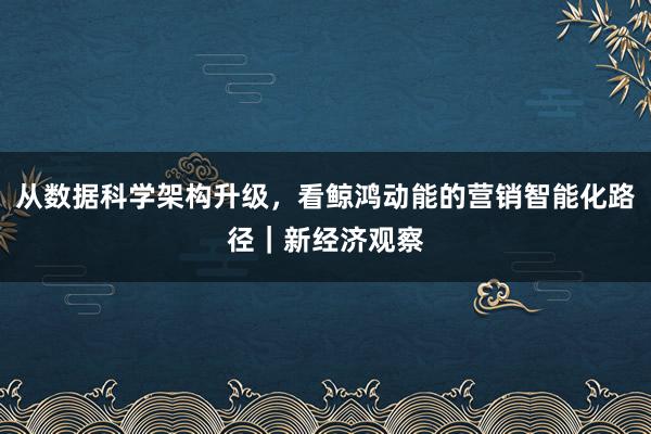 从数据科学架构升级，看鲸鸿动能的营销智能化路径｜新经济观察