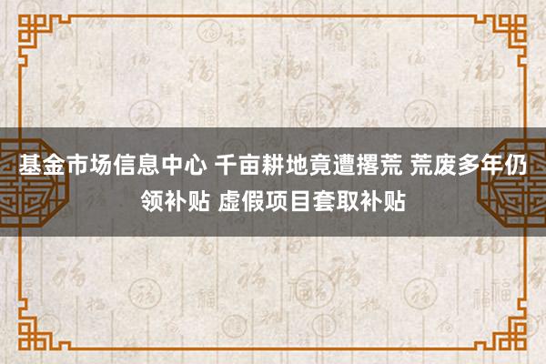 基金市场信息中心 千亩耕地竟遭撂荒 荒废多年仍领补贴 虚假项目套取补贴